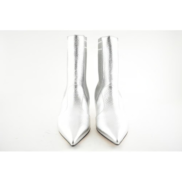 Fendi Rockoko Silver Scuba Stretch FF Logo Knit Sock Ankle Kitten Heel Bootie 36 - Picture 6 of 12